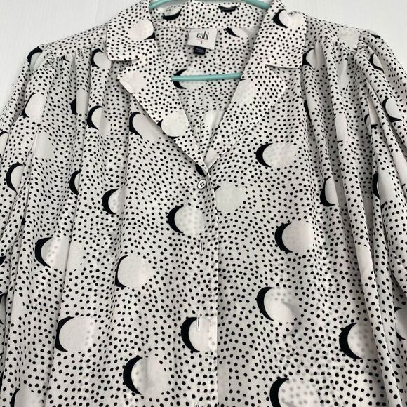 Cabi Eclipse Blouse size S style4340 Moon figures white/Black With Front Buttons - Picture 8 of 11